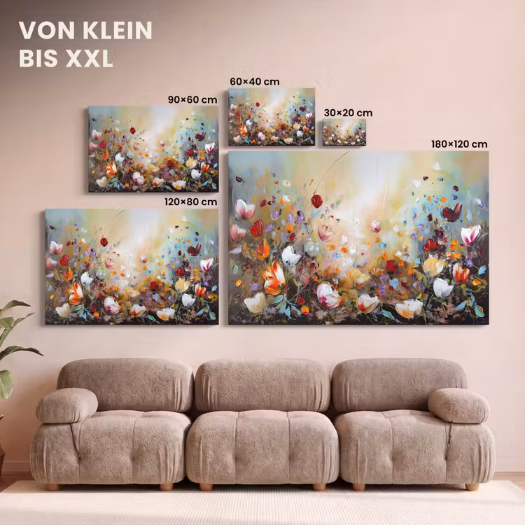 Leinwandbild - Ölfarben - Blumen - Farbenfroh - Natur — 6