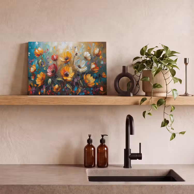 Leinwandbild - Aquarell - Blumen - Kunst - Modern — 3