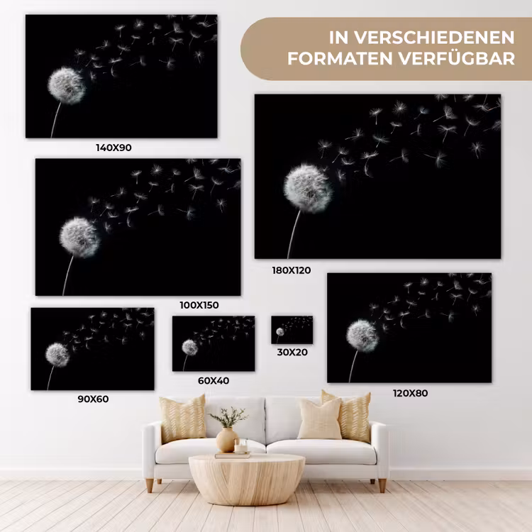 Leinwandbild - Löwenzahn - Schwarz - Natur — 4