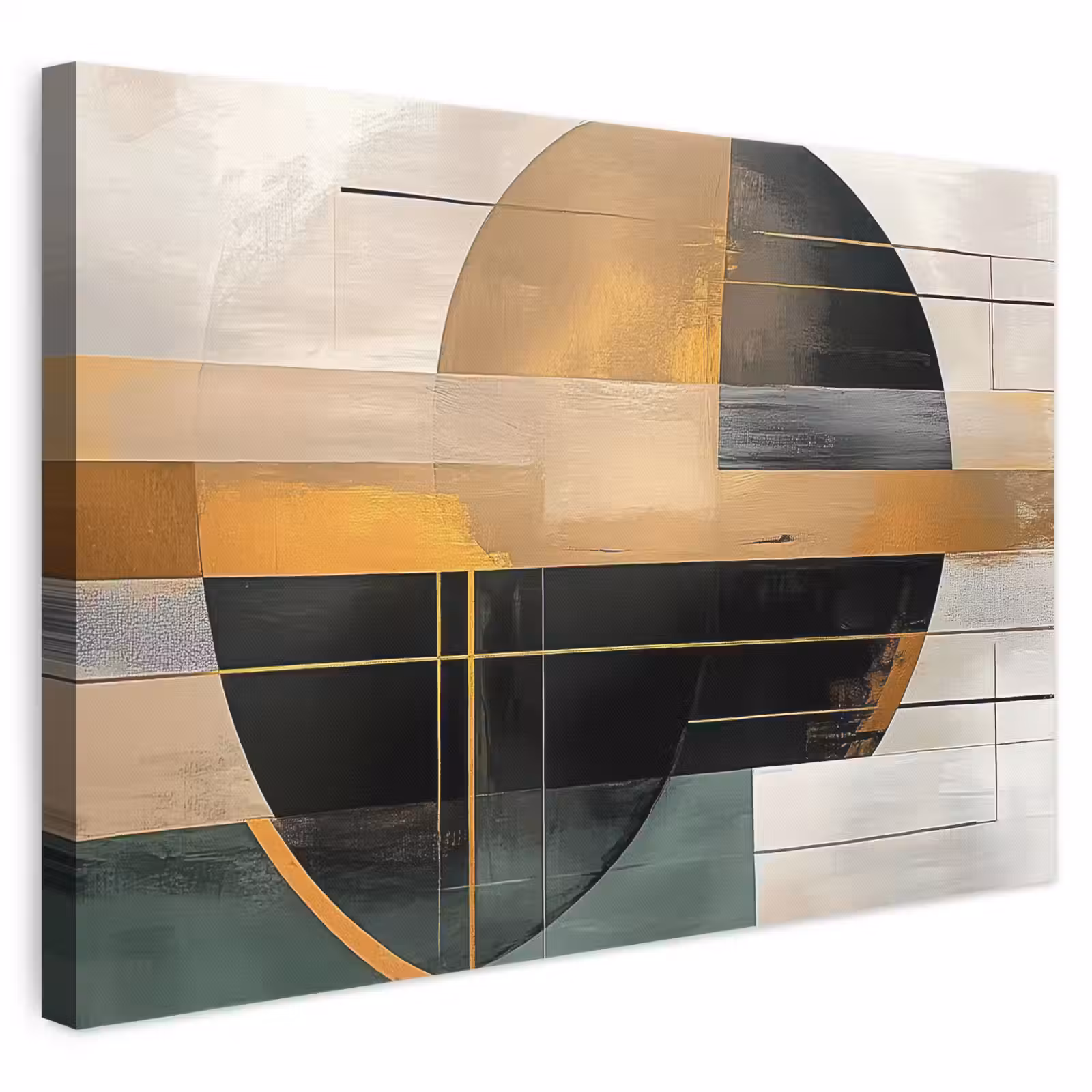 Leinwandbild - Abstrakt - Gold - Bronze - Grün - Formen - Modern — 1