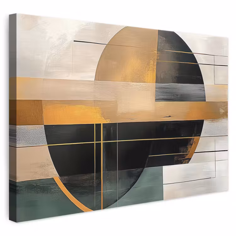 Leinwandbild - Abstrakt - Gold - Bronze - Grün - Formen - Modern — 1