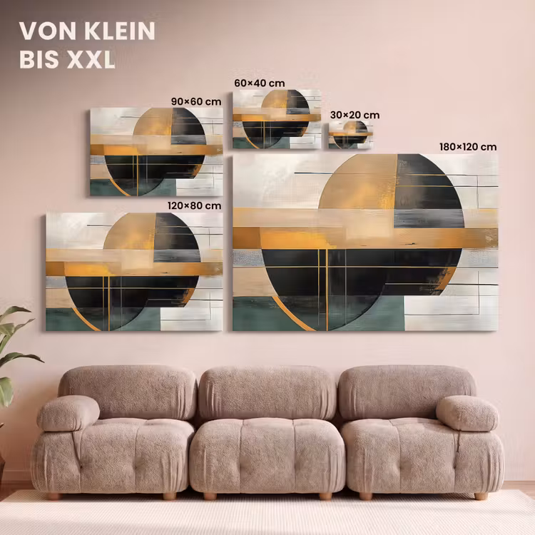 Leinwandbild - Abstrakt - Gold - Bronze - Grün - Formen - Modern — 6