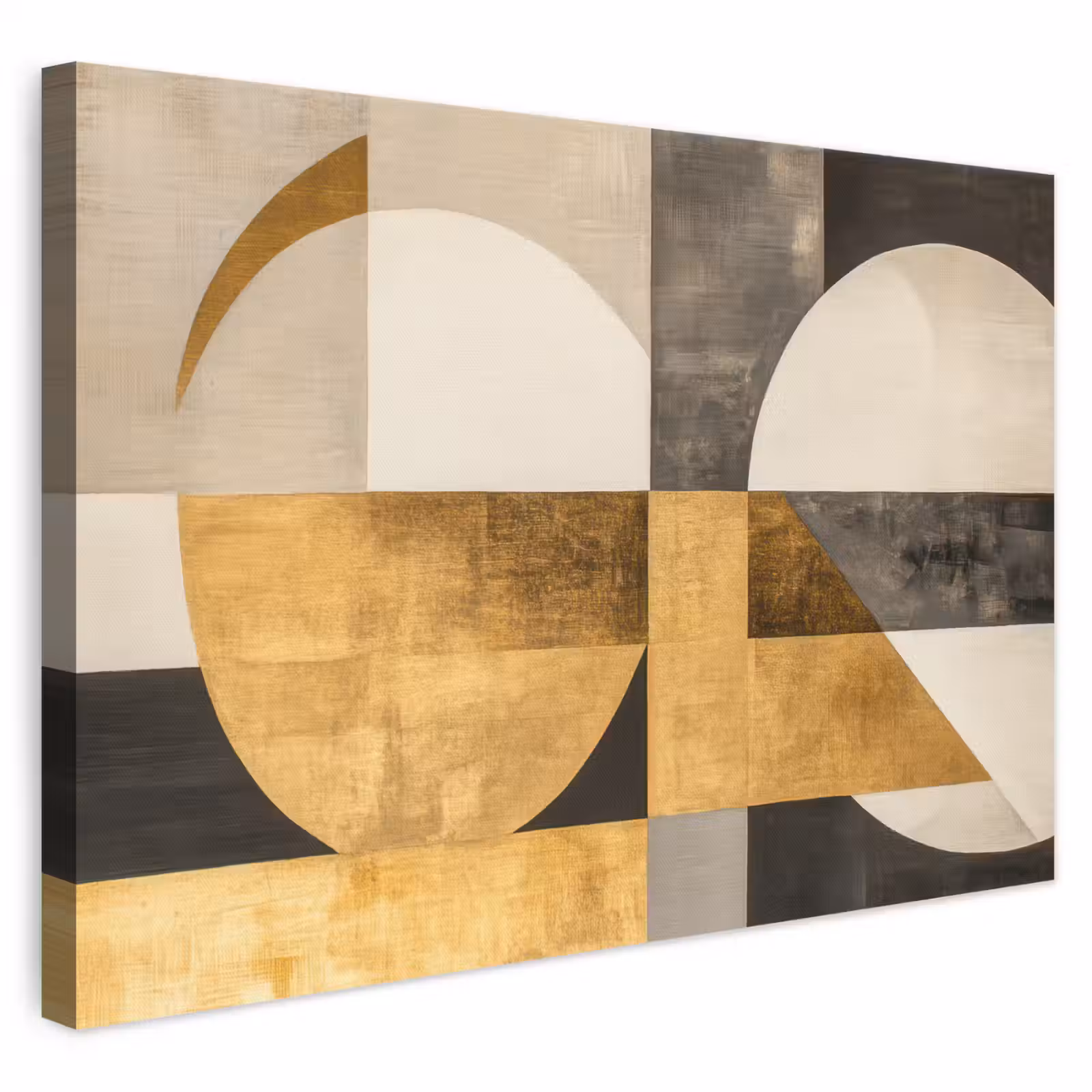 Leinwandbild - Abstrakt - Gold - Grau - Formen - Geometrisch — 1