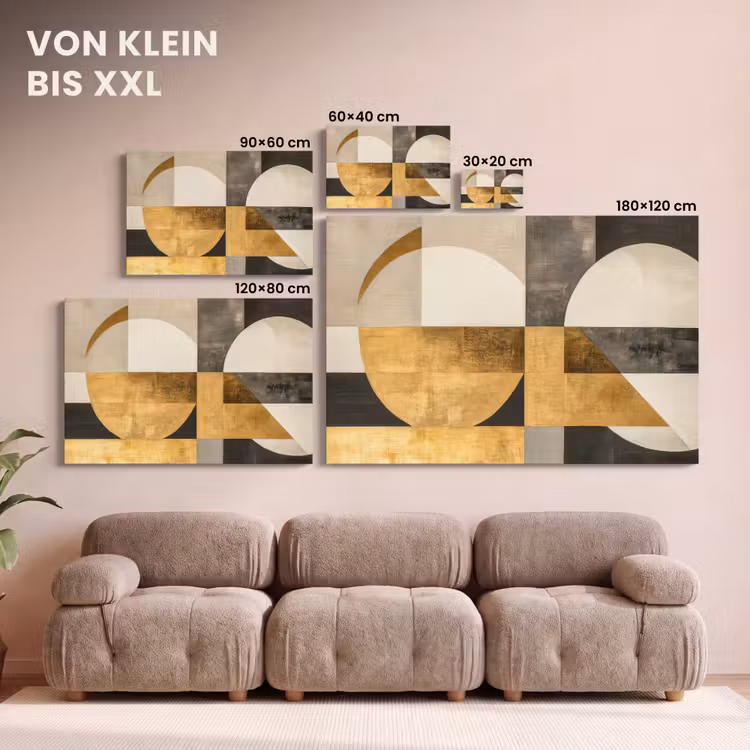 Leinwandbild - Abstrakt - Gold - Grau - Formen - Geometrisch — 6
