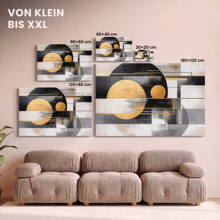 Leinwandbild - Abstrakt - Gold - Silber - Formen - Ästhetisch - Modern — 6