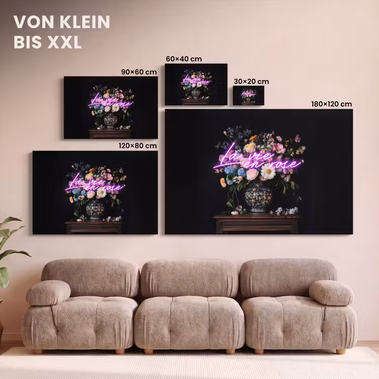 Leinwandbild - Neon - Vase - Blumen — 6