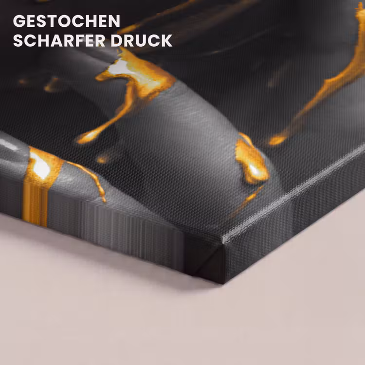 Leinwandbild - Frau - Schwarz - Gold - Gesicht - Lippen — 4
