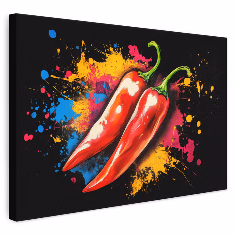 Leinwandbild - Pfeffer - Graffiti - Farbe - Abstrakt - Modern - Farbenfroh — 1