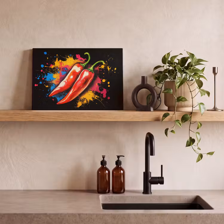 Leinwandbild - Pfeffer - Graffiti - Farbe - Abstrakt - Modern - Farbenfroh — 3