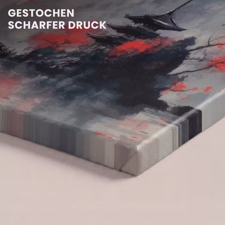 Leinwandbild - Rote Sonne - Fluss - Brücke - Bäume — 4