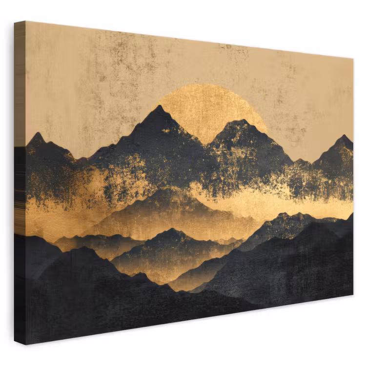 Leinwandbild - Goldene Berge bei Mondschein — 1