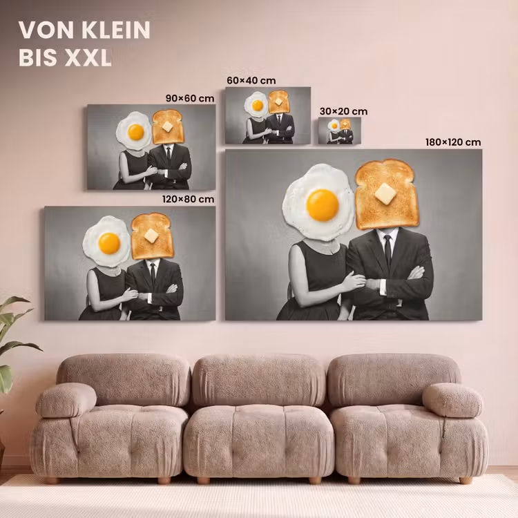 Leinwandbild - Frühstück - Ehepaar - Ei - Brot — 6