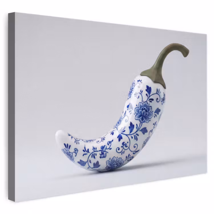 Leinwandbild - Chilischote - Keramik - Blau — 1