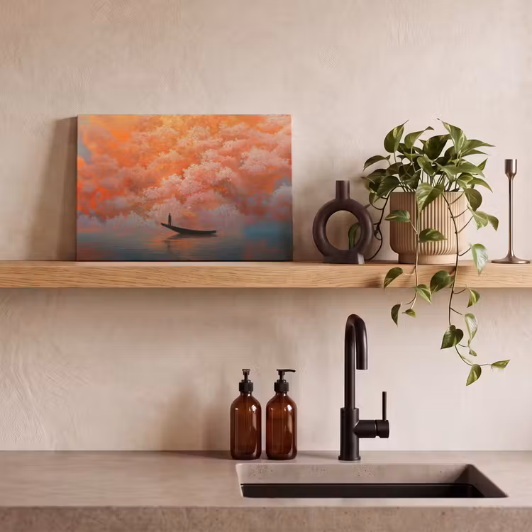 Leinwandbild - Meer - Boot - Wolken - Orange — 3