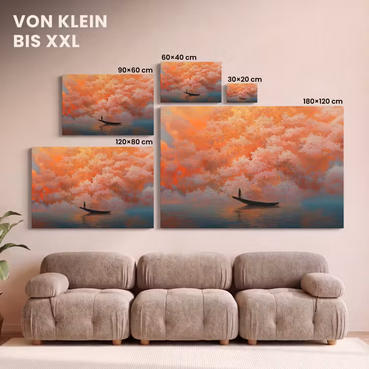 Leinwandbild - Meer - Boot - Wolken - Orange — 6