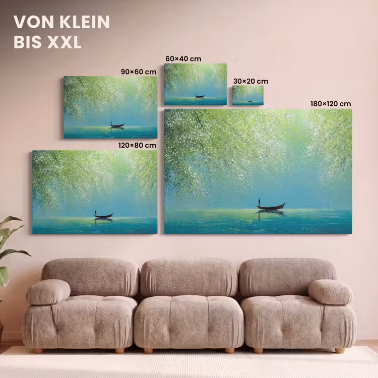 Leinwandbild - Boot - Wasser - Blätter - Blüten — 6