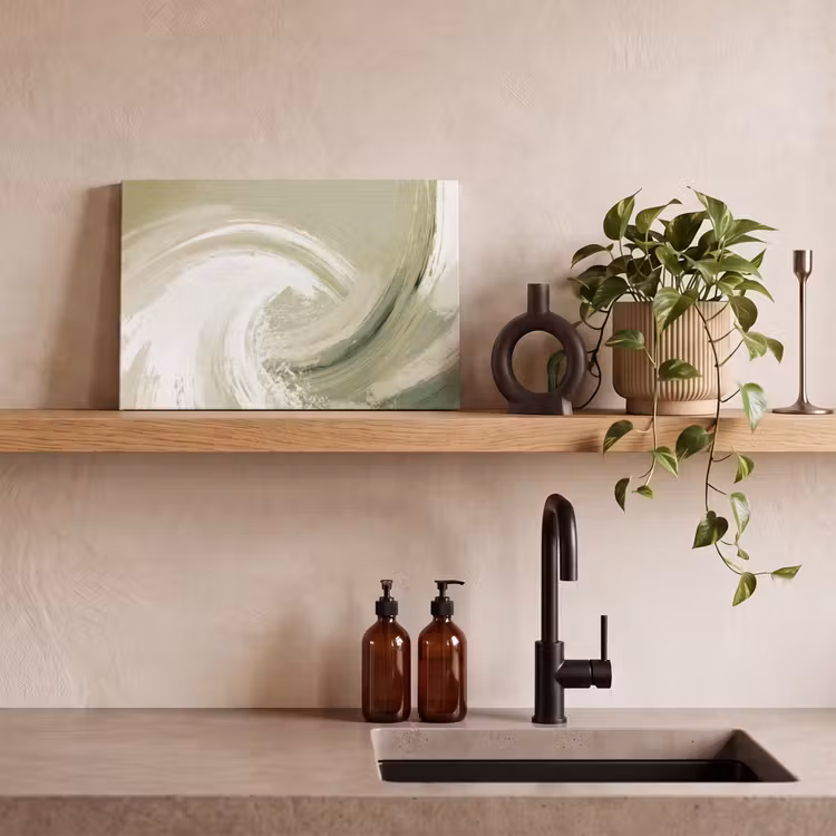 Leinwandbild - Abstrakt - Pinselstriche - Wellen - Grün — 3