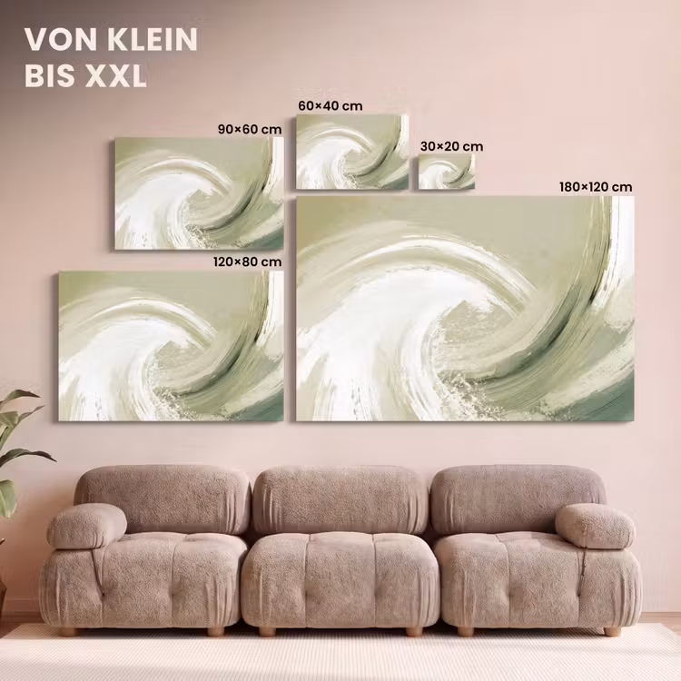 Leinwandbild - Abstrakt - Pinselstriche - Wellen - Grün — 6