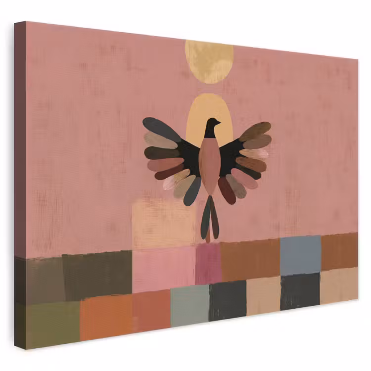 Leinwandbild - Illustration - Vogel - Ebenen - Farbenfroh — 1