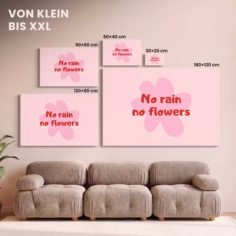 Leinwandbild - Ohne Regen keine Blumen - Blume - Rosa — 6