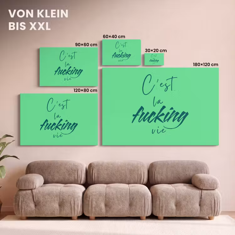 Leinwandbild - c'est la fucking vie - Grün - Bürstenstil — 6