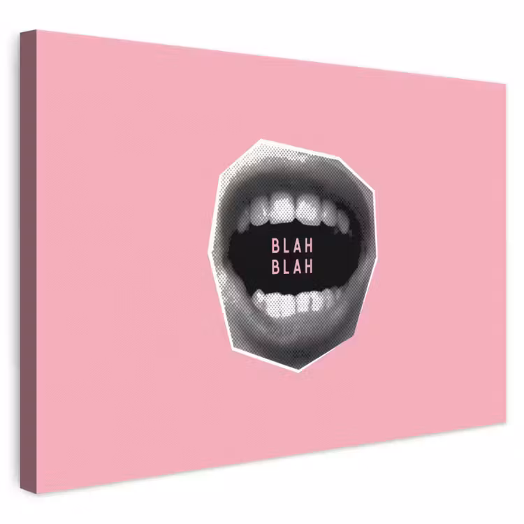 Leinwandbild - Mund - BLAH BLAH - Rosa — 1