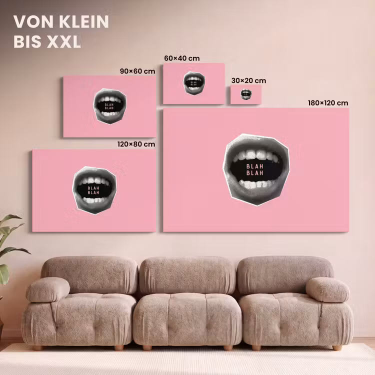 Leinwandbild - Mund - BLAH BLAH - Rosa — 6