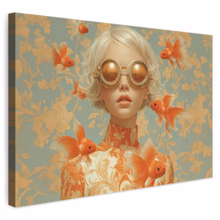 Leinwandbild - Goldfisch - Orange - Weiblich - Blond — 1