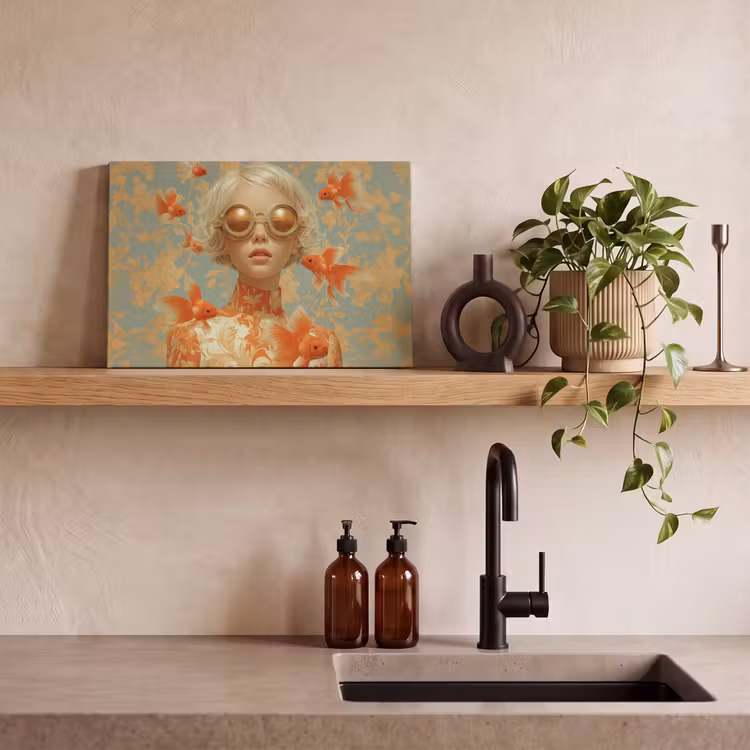 Leinwandbild - Goldfisch - Orange - Weiblich - Blond — 3