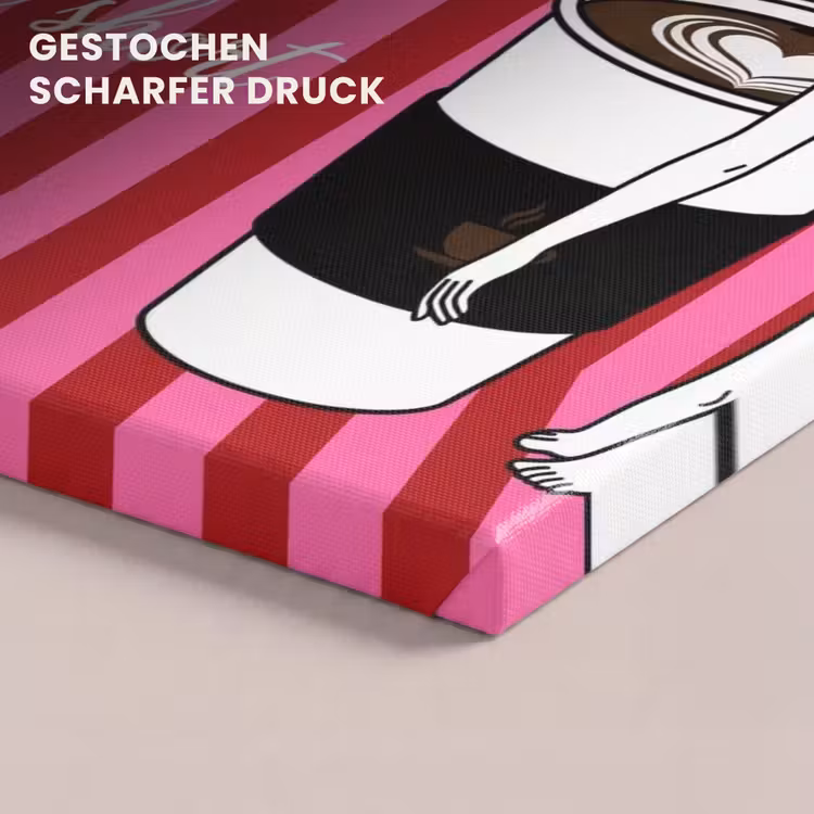 Leinwandbild - Rosa - Streifen - Kaffee - Montag — 4