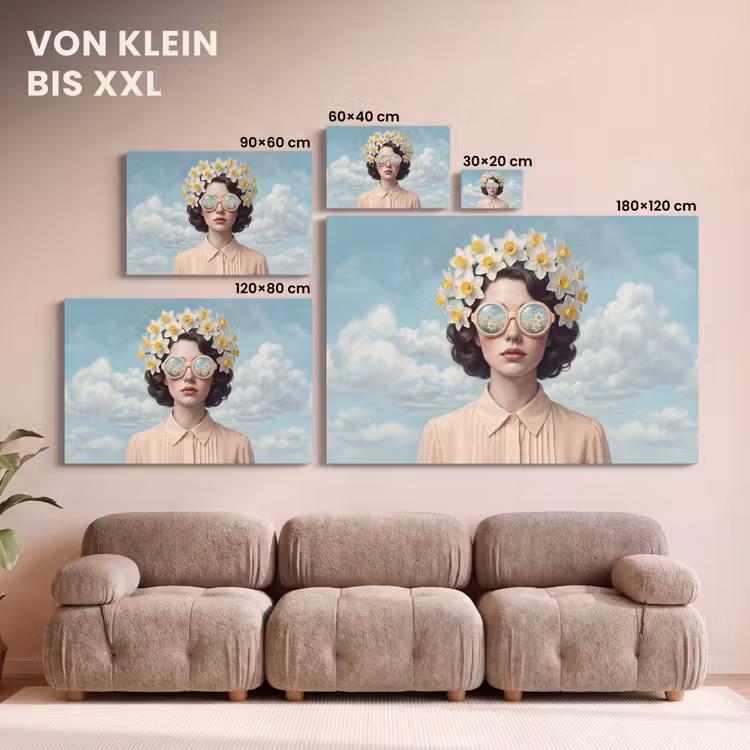 Leinwandbild - Frau - Narzissen - Gelb — 6