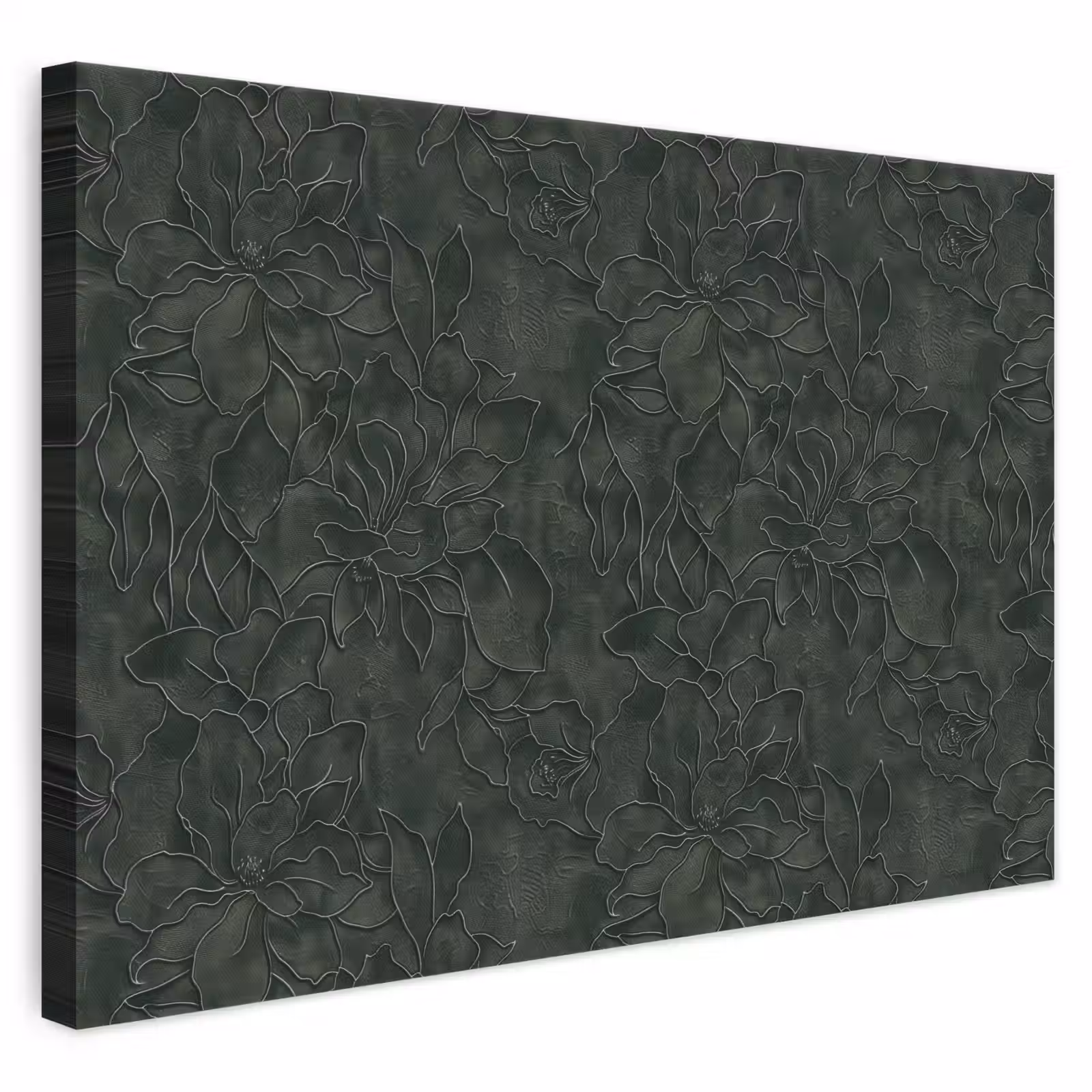 Leinwandbild - Blumen - Linien - Grün — 1