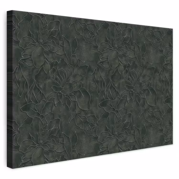 Leinwandbild - Blumen - Linien - Grün — 1