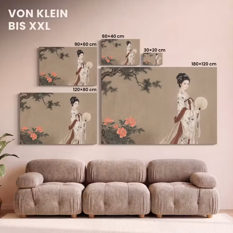 Leinwandbild - Frau - Asien - Kunst - Beige — 6