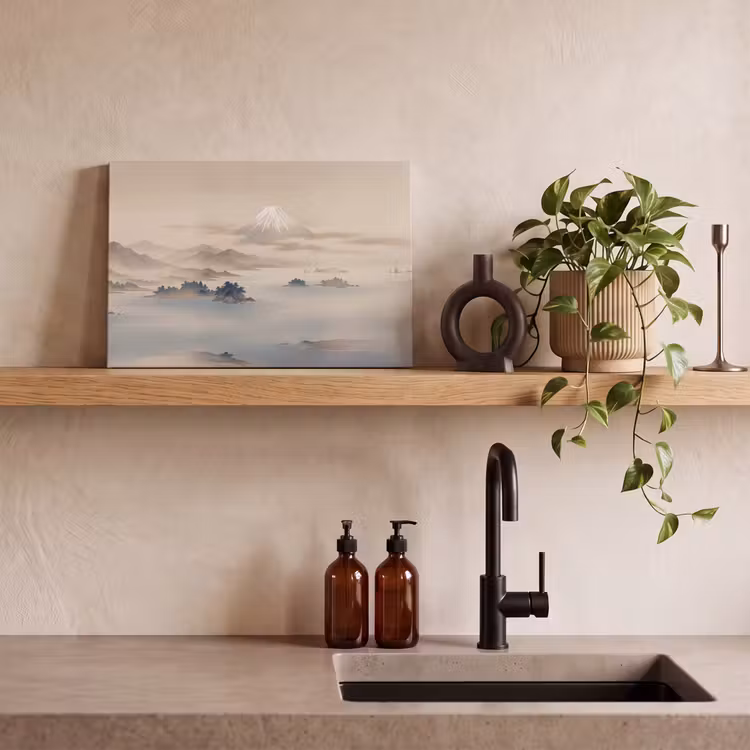 Leinwandbild - Japanisch - Landschaft - Beige — 3