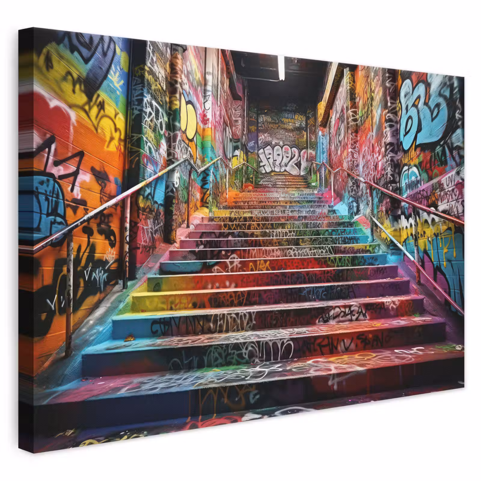 Leinwandbild - Treppe - Graffiti - Farben - Kunst — 1