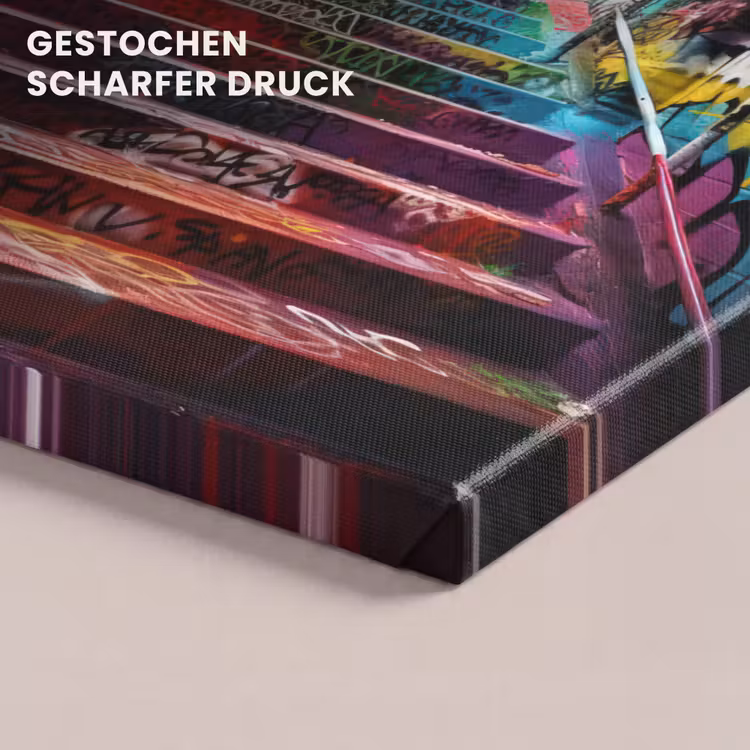 Leinwandbild - Treppe - Graffiti - Farben - Kunst — 4