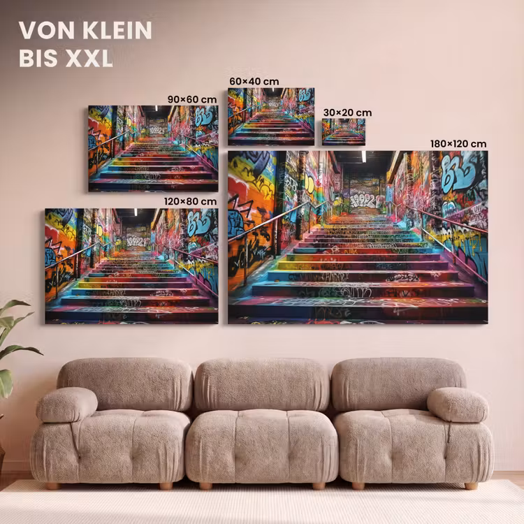 Leinwandbild - Treppe - Graffiti - Farben - Kunst — 6