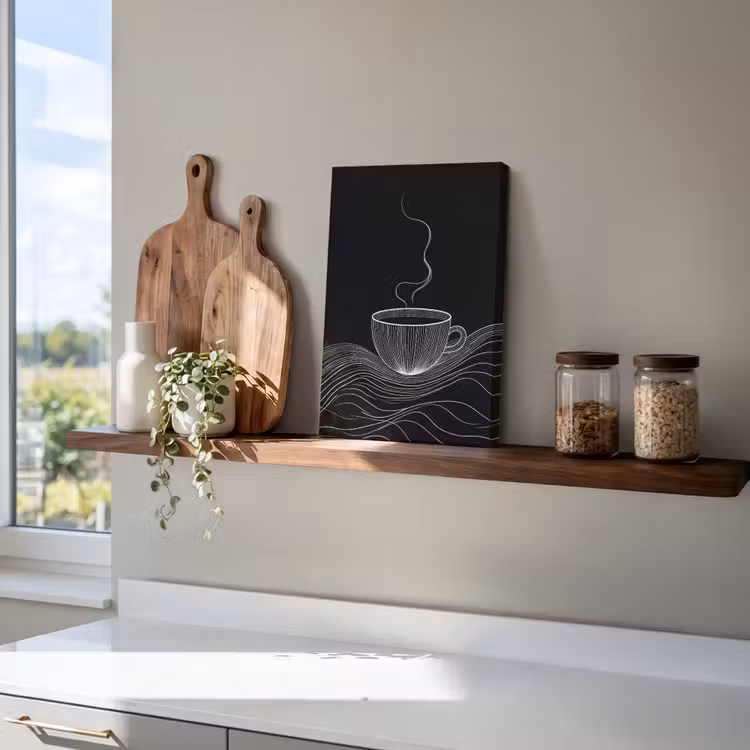 Leinwandbild - Strichzeichnung - Kaffeetasse - Schwarz — 5