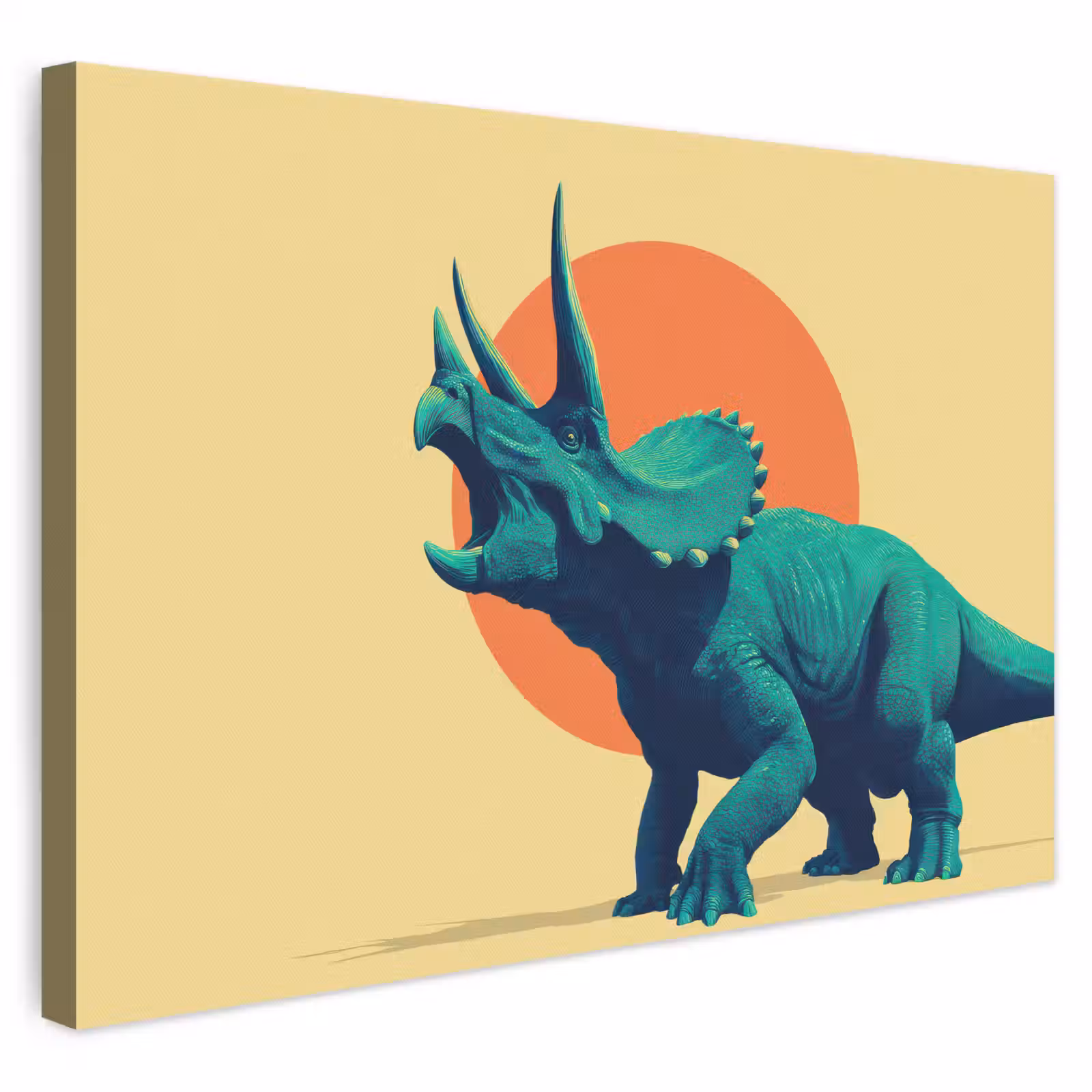 Leinwandbild - Triceratops - Kreis - Orange - Hörner — 1