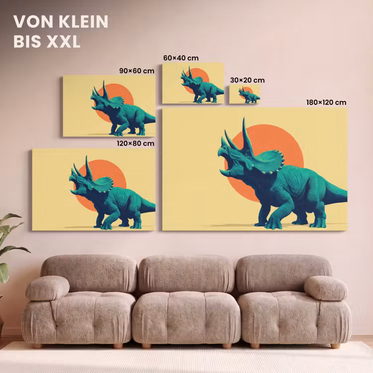 Leinwandbild - Triceratops - Kreis - Orange - Hörner — 6