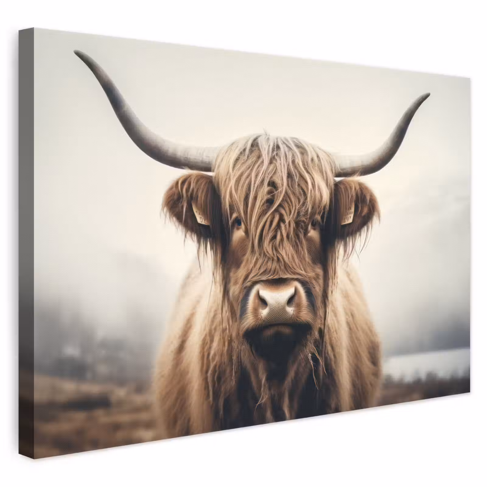 Leinwandbild - Schottische Highlander - Hörner - Landschaft — 1