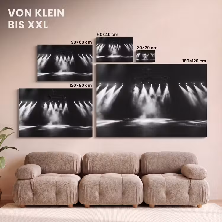 Leinwandbild - Theatersaal – Nebel – Scheinwerfer – Schwarz — 6