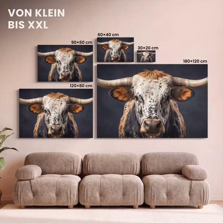 Leinwandbild - Taurus - Farbenfroh - Hörner — 6