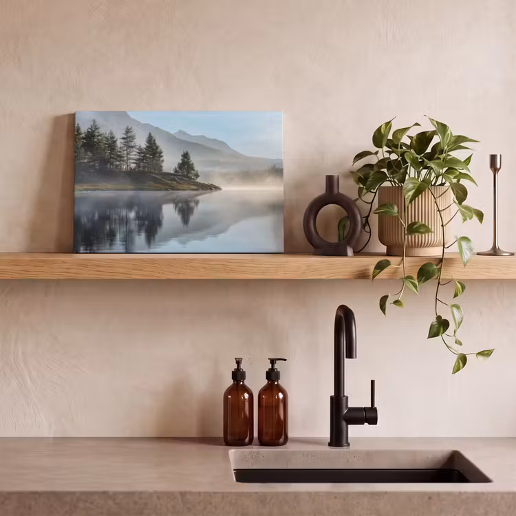 Leinwandbild - See - Nebel - Berge - Landschaft — 3