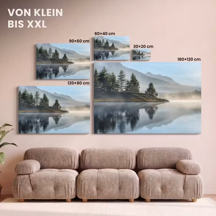 Leinwandbild - See - Nebel - Berge - Landschaft — 6