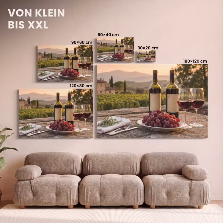 Leinwandbild - Wein - Gläser - Trauben - Weinberg — 6