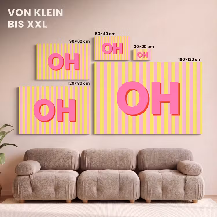 Leinwandbild - Text - Streifen - Rosa — 6