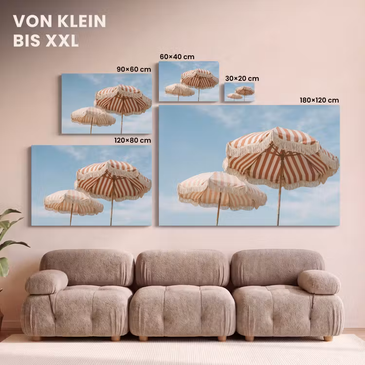 Leinwandbild - Sonnenschirm - Luft - Rot — 6