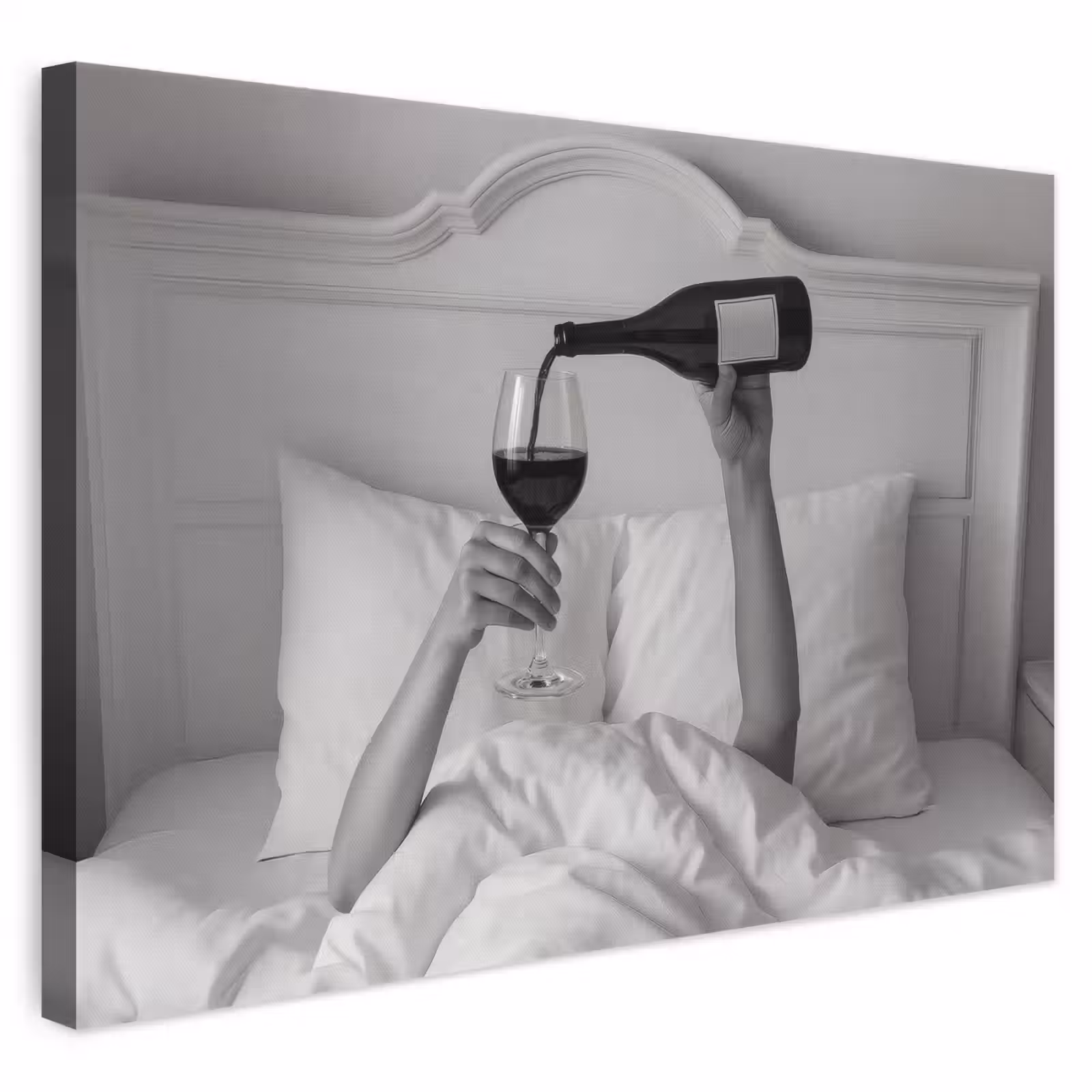 Leinwandbild - Laken - Arme - Wein - Glas — 1